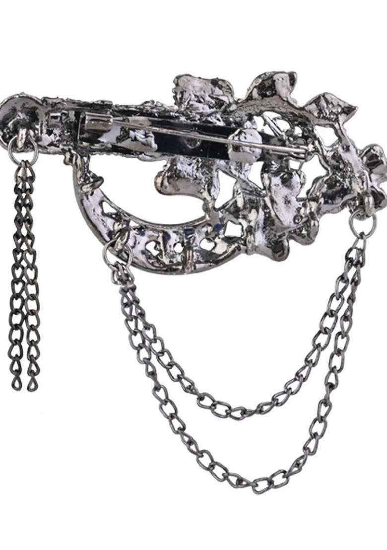 Blue Platinum Plating Zinc Alloy Brooch - Indya