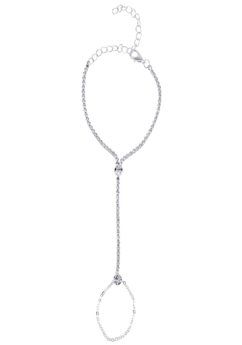 Silver Preminum Alloy Ring Bracelet For Women - Indya