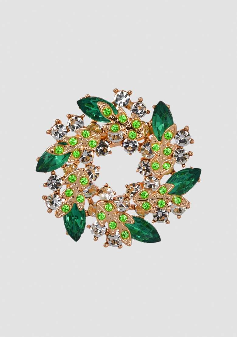 Green Preminum Alloy Brooch For Women - Indya