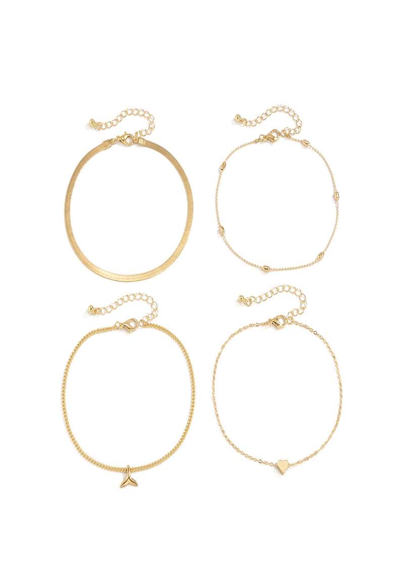 Gold Preminum Alloy Anklet For Women - Indya
