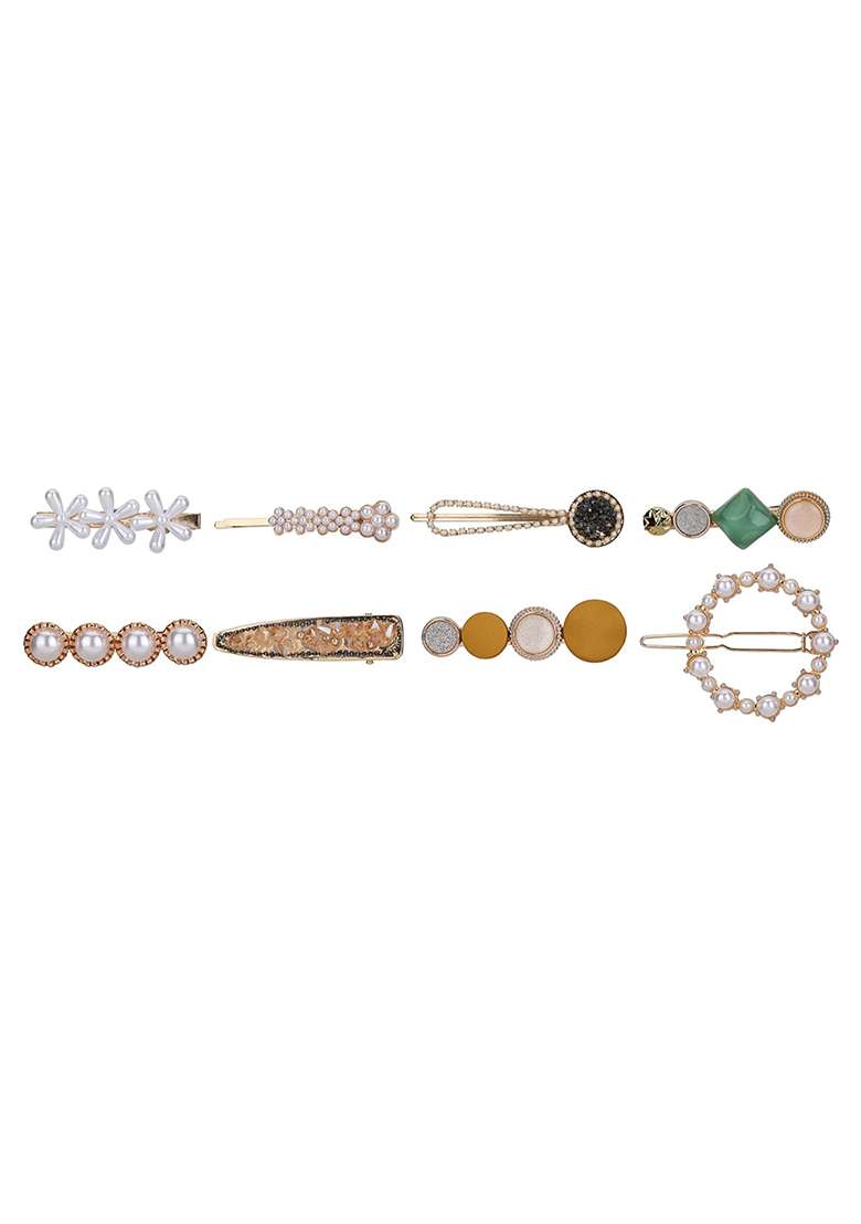 Multicolor Gold Plated Metal Hair Accessorries - Indya