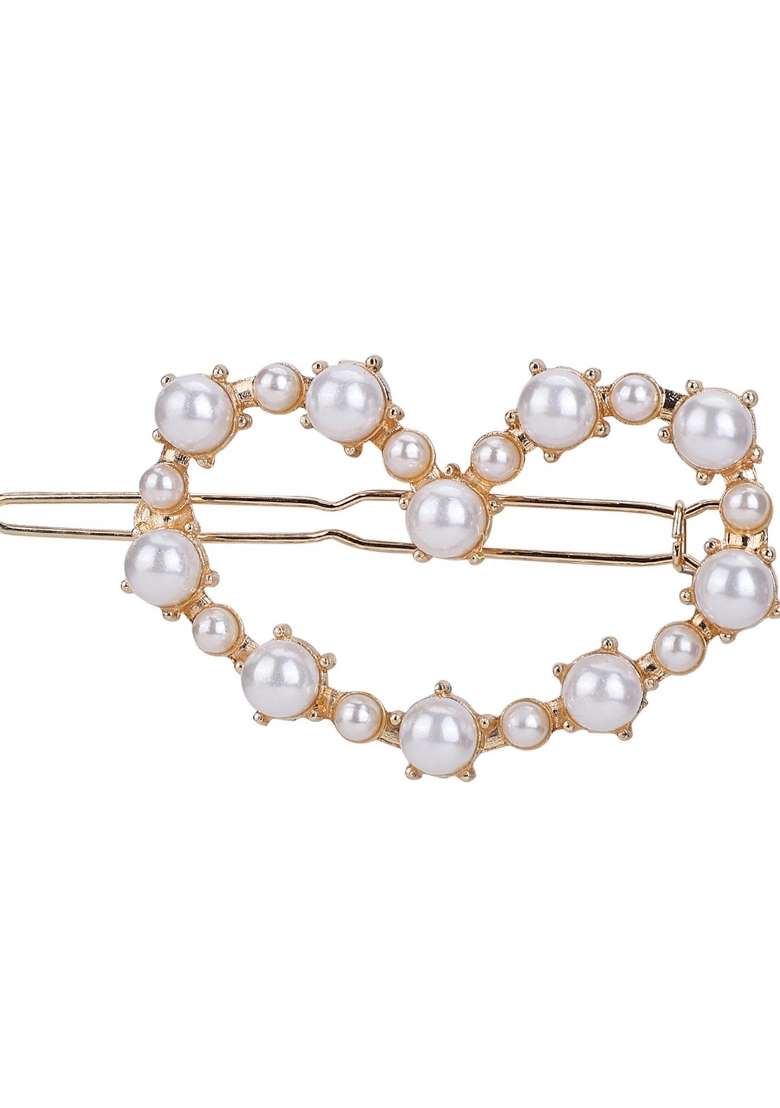 White Gold Plated Metal Hair Accessorries - Indya