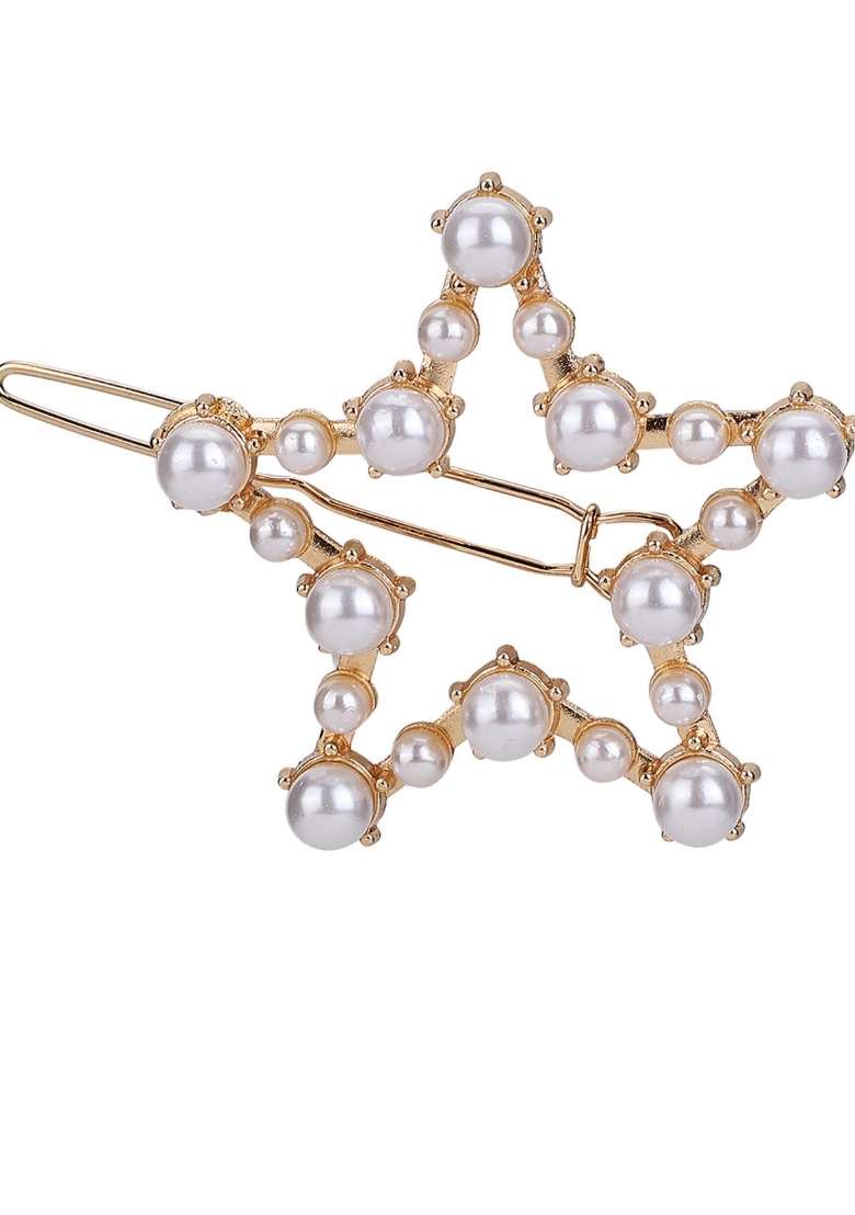 White Gold Plated Metal Hair Accessorries - Indya