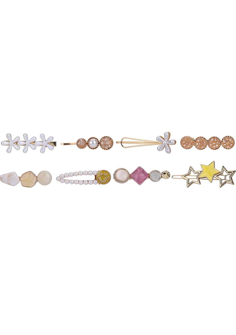 Multicolor Gold Plated Metal Hair Accessorries - Indya