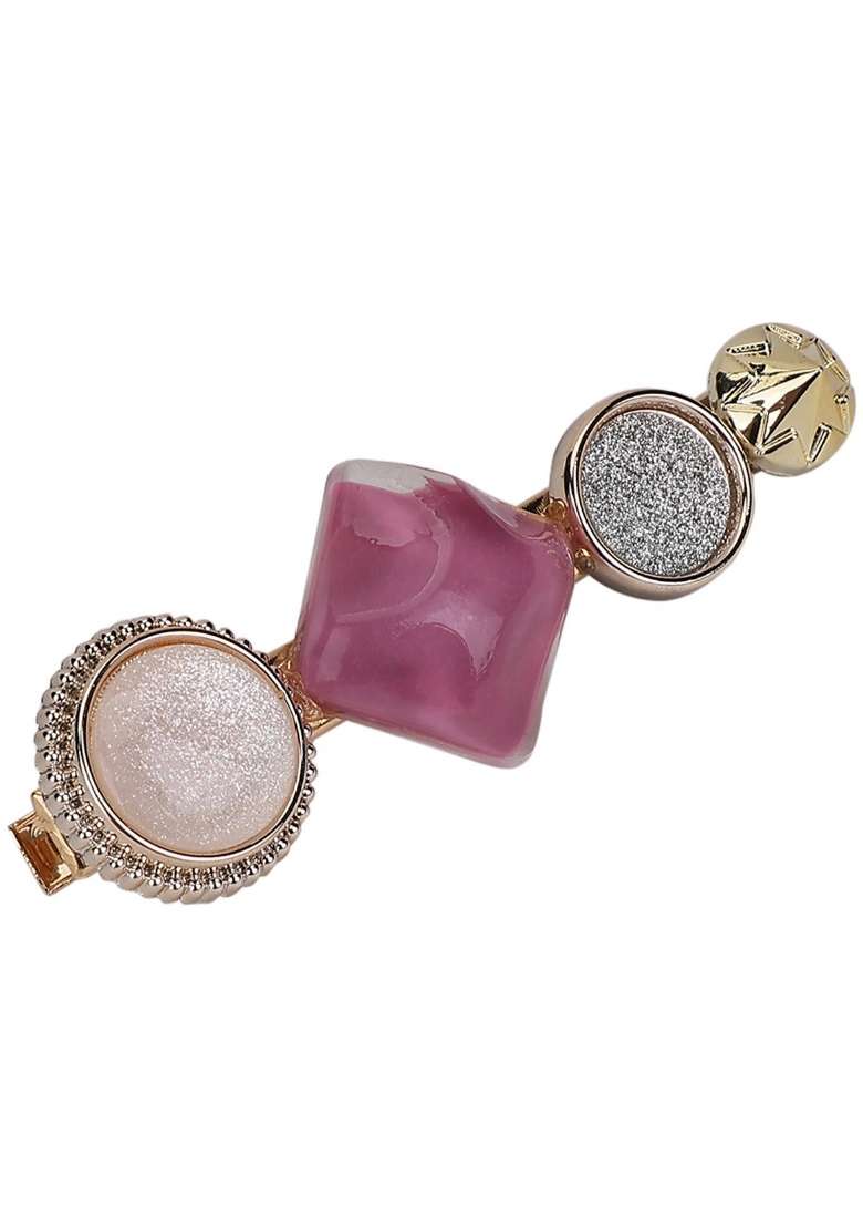 Multicolor Gold Plated Metal Hair Accessorries - Indya