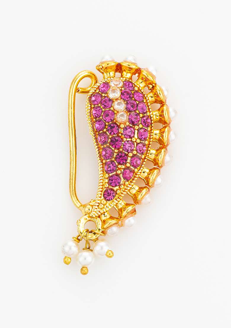 Pink Gold Plated Alloy Nosepin - Indya