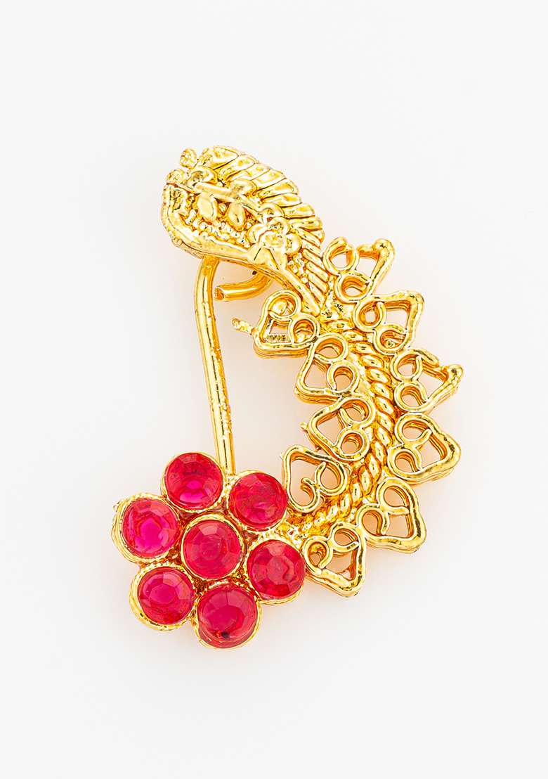 Red Gold Plated Alloy Nosepin - Indya