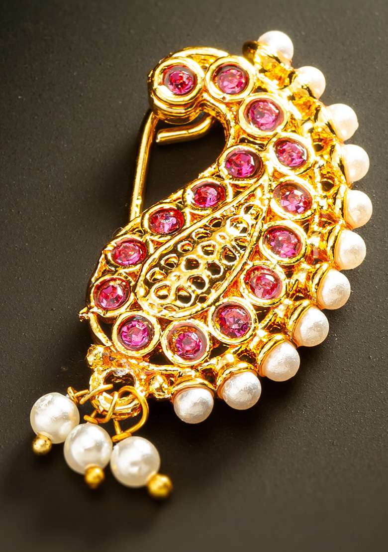 Pink Gold Plated Alloy Nosepin - Indya