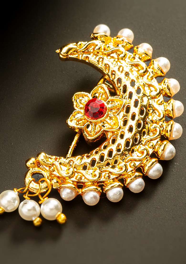 Red Gold Plated Alloy Nosepin - Indya