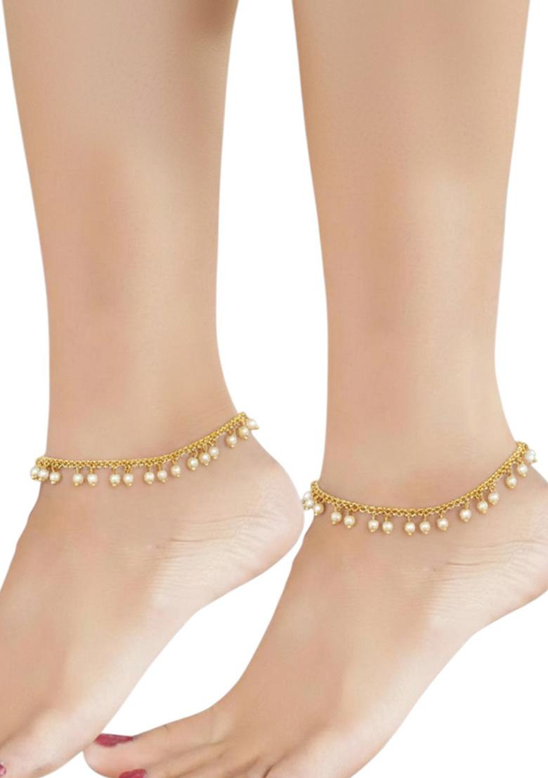 Golden Alloy Anklet - Indya