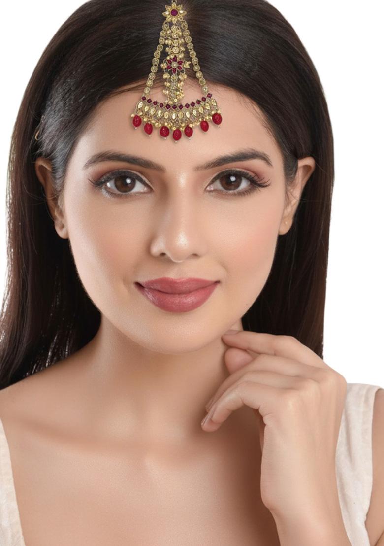 Golden Alloy Maang Tikka - Indya