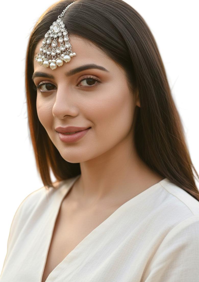 Silver Alloy Maang Tikka - Indya