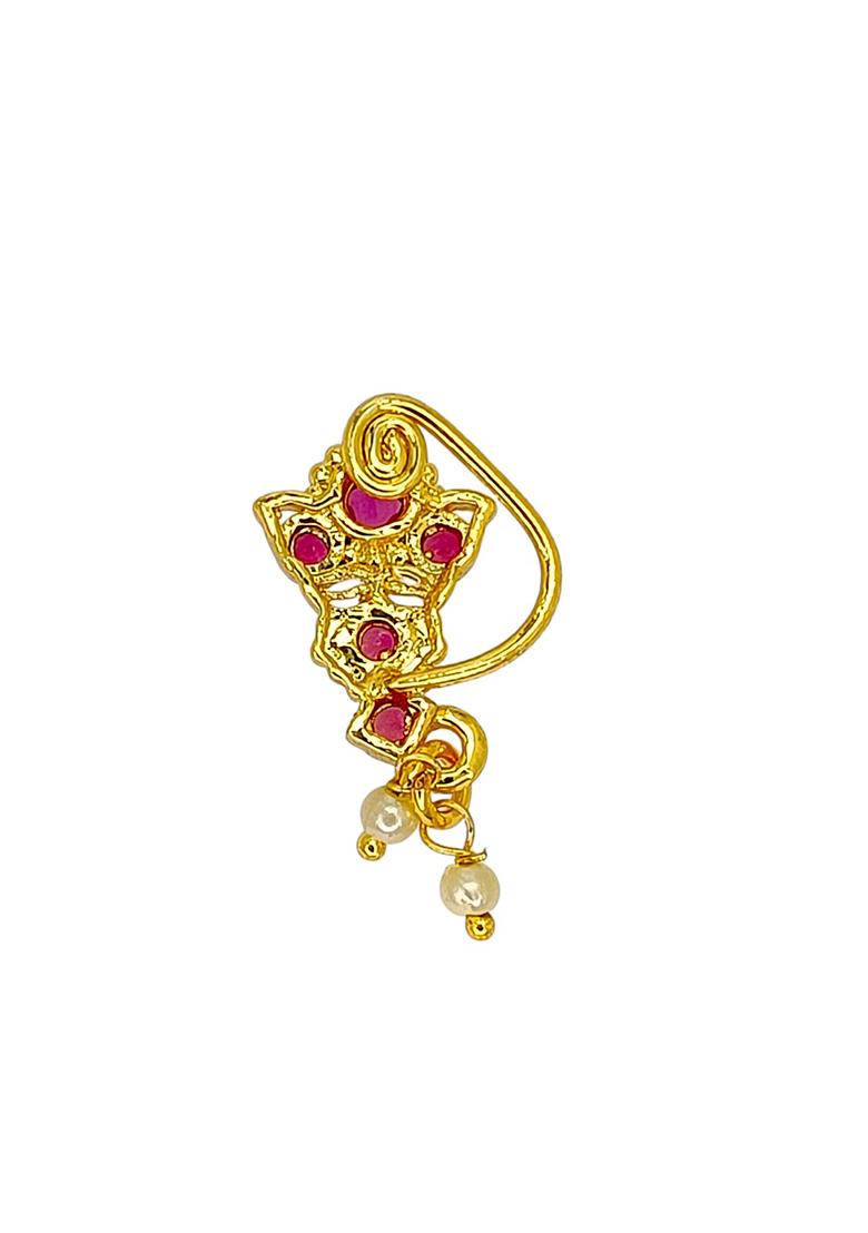 Golden Alloy Nose Pin - Indya