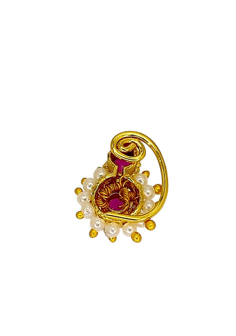 Golden Alloy Nose Pin - Indya