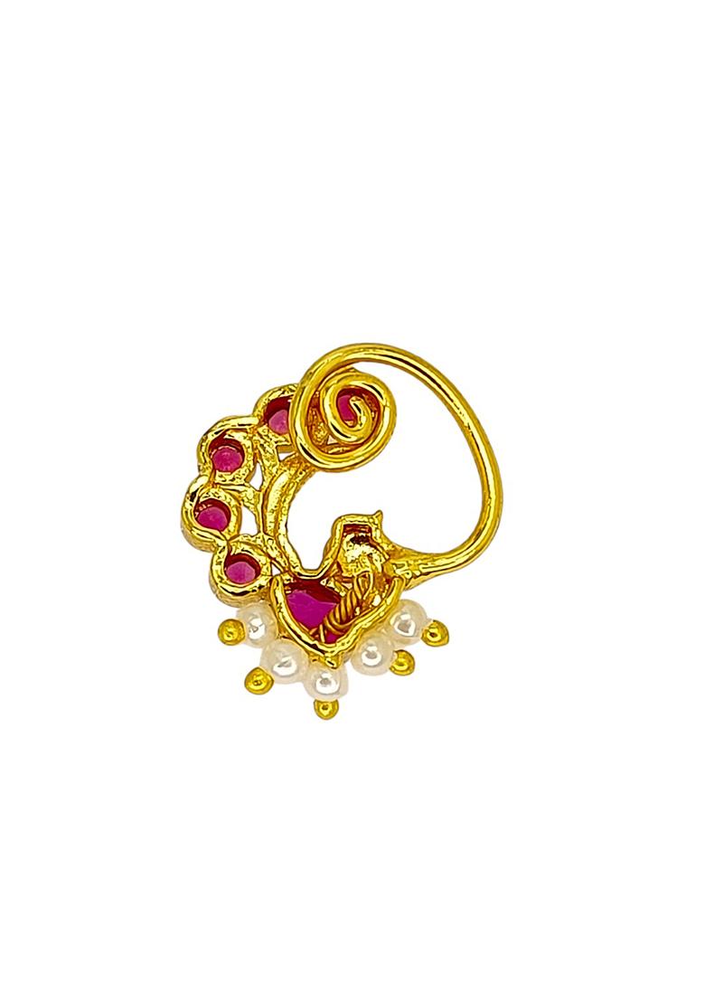 Golden Alloy Nose Pin - Indya