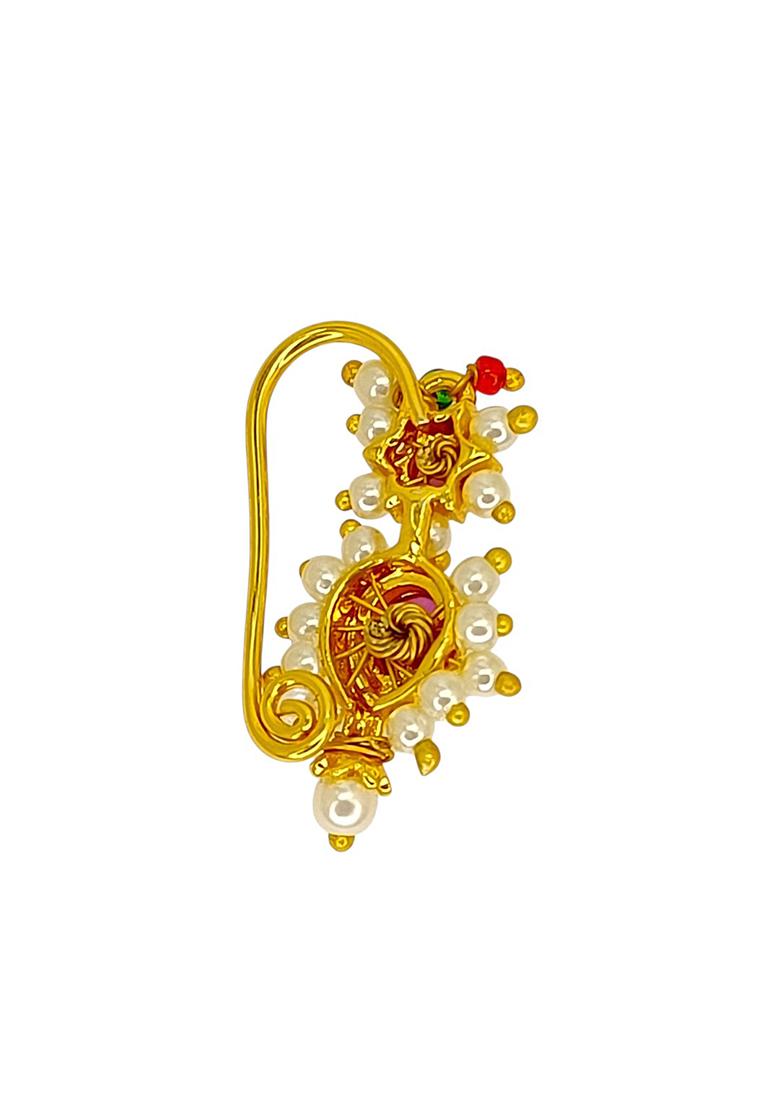 Golden Alloy Nose Pin - Indya