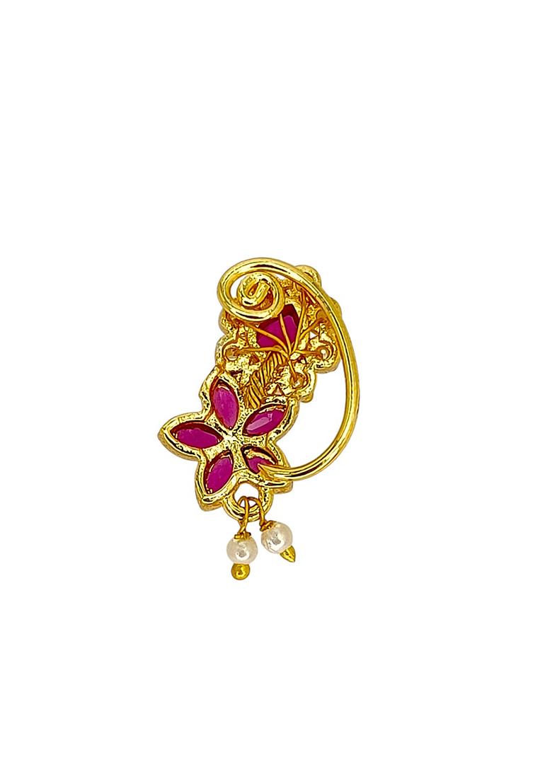 Golden Alloy Nose Pin - Indya