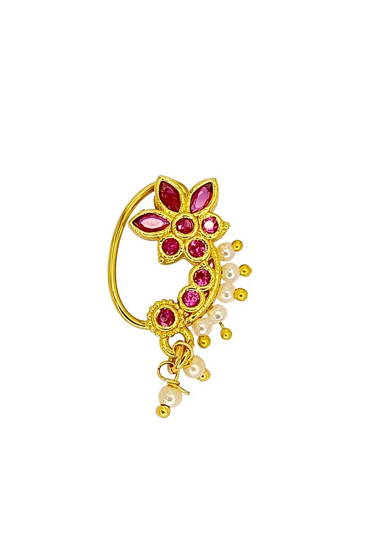 Golden Alloy Nose Pin - Indya