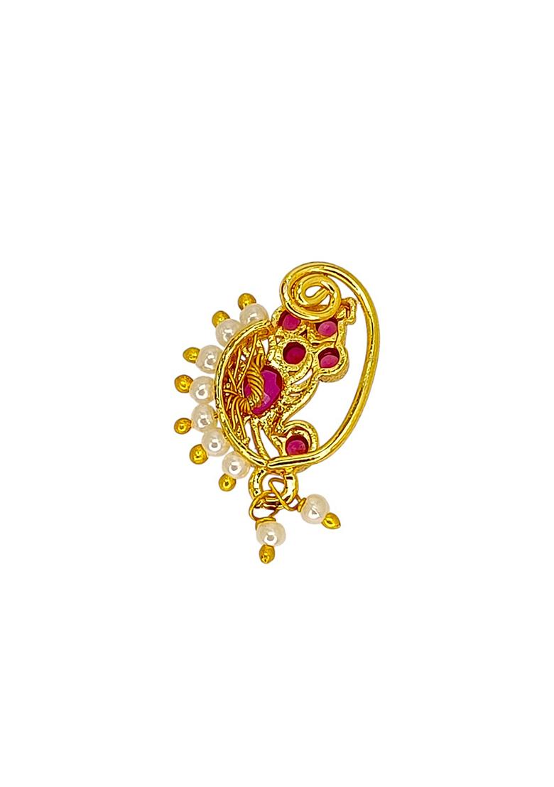 Golden Alloy Nose Pin - Indya