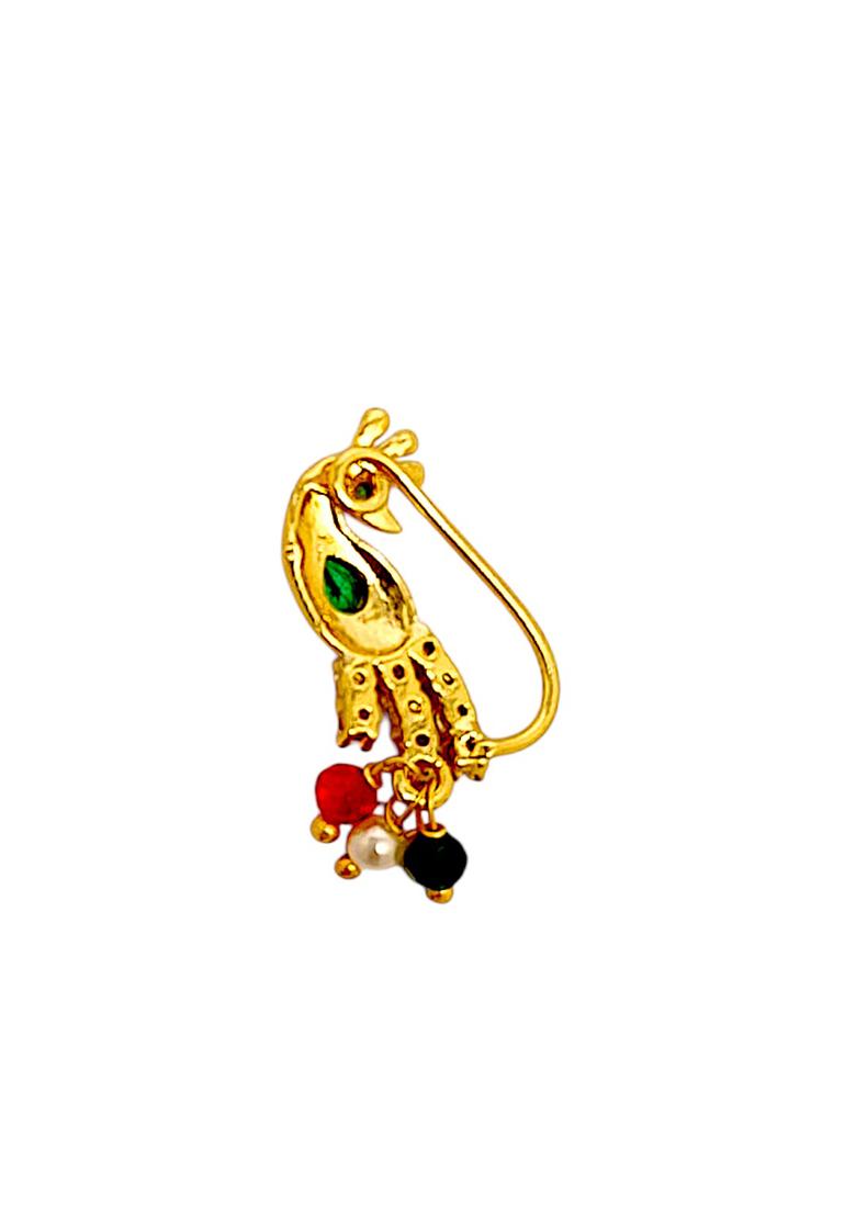 Golden Alloy Nose Pin - Indya