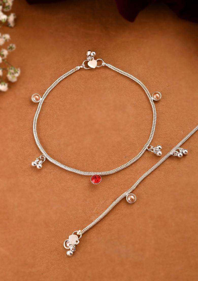 Silver Stainless Steel Anklet - Indya