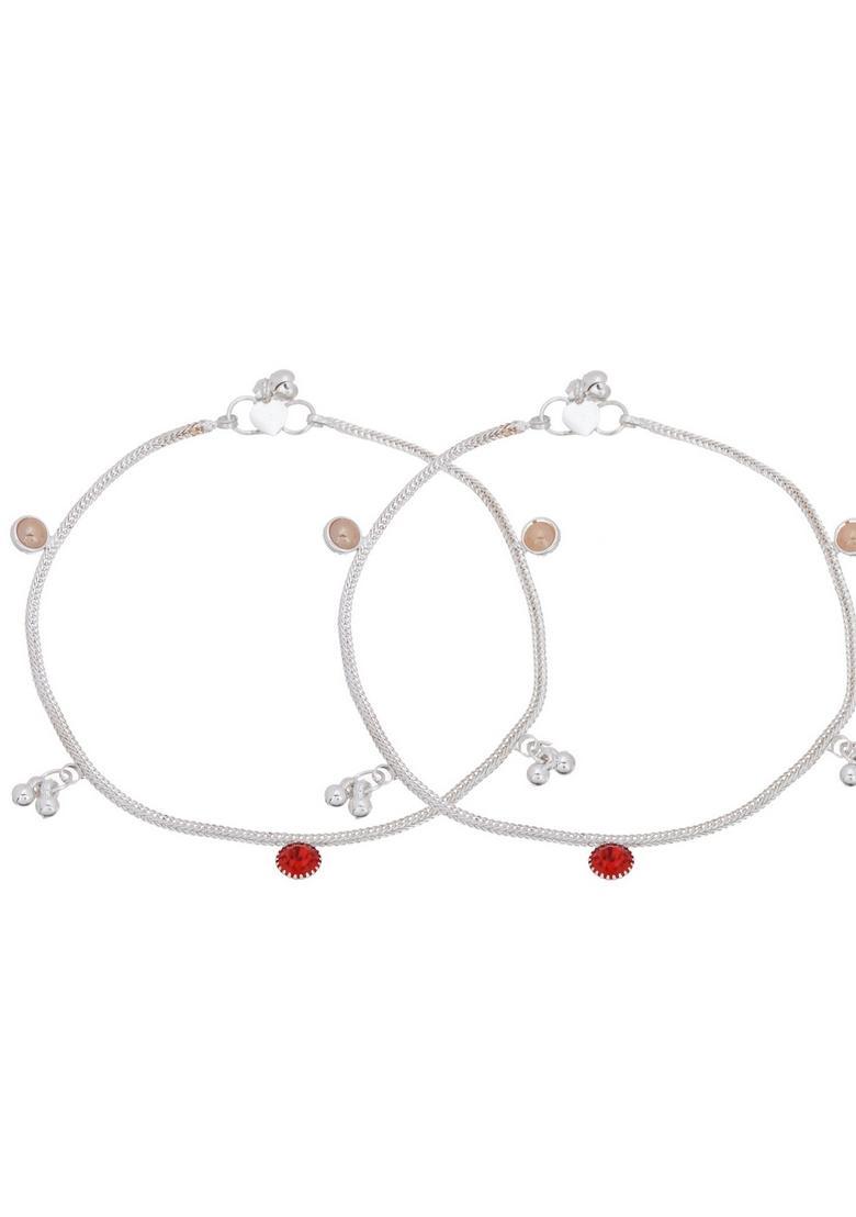 Silver Stainless Steel Anklet - Indya