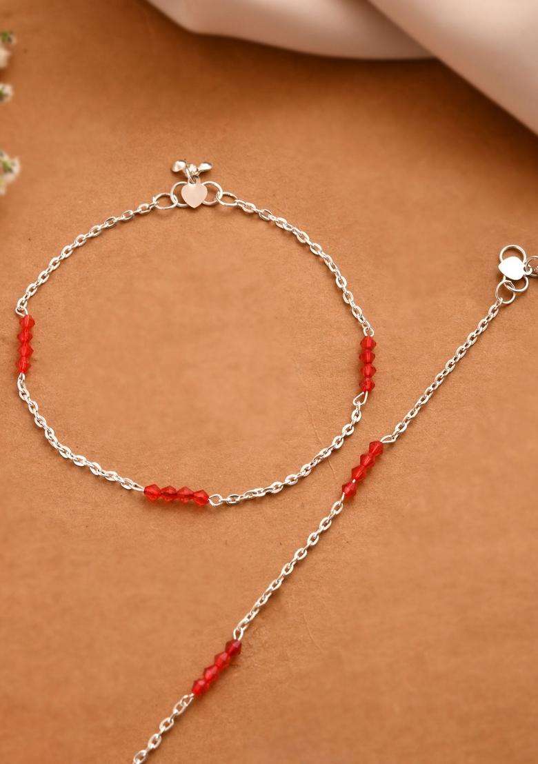 Silver Stainless Steel Anklet - Indya