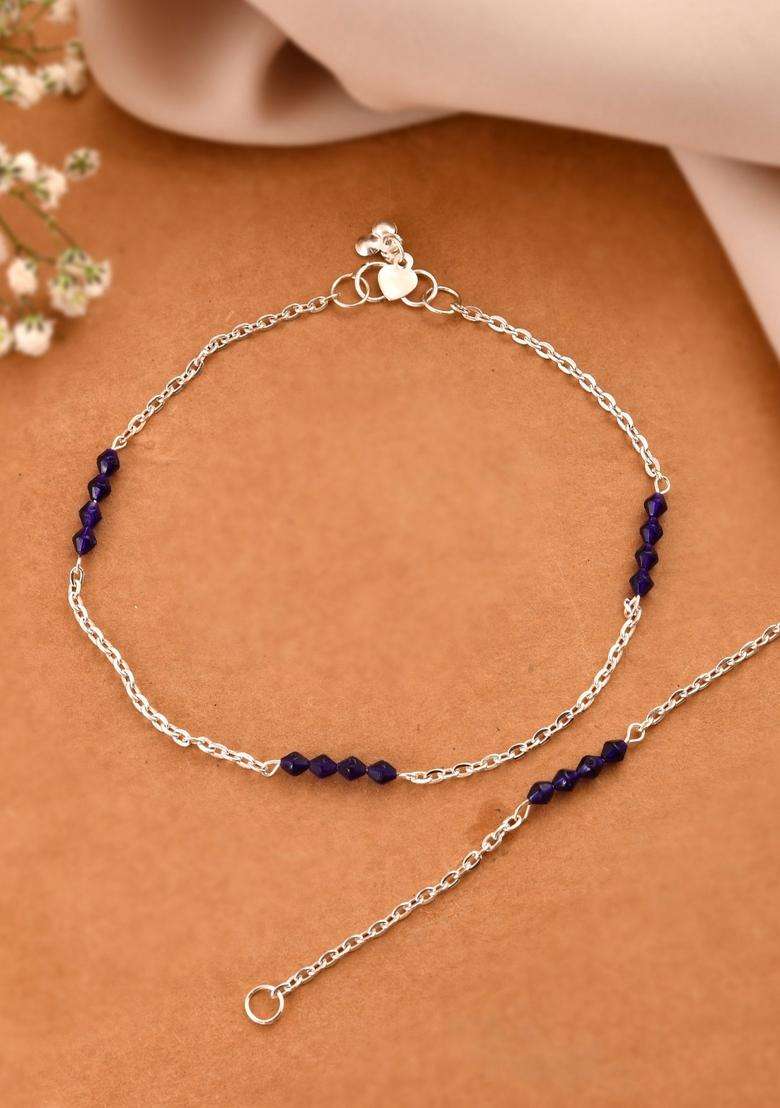 Silver Stainless Steel Anklet - Indya