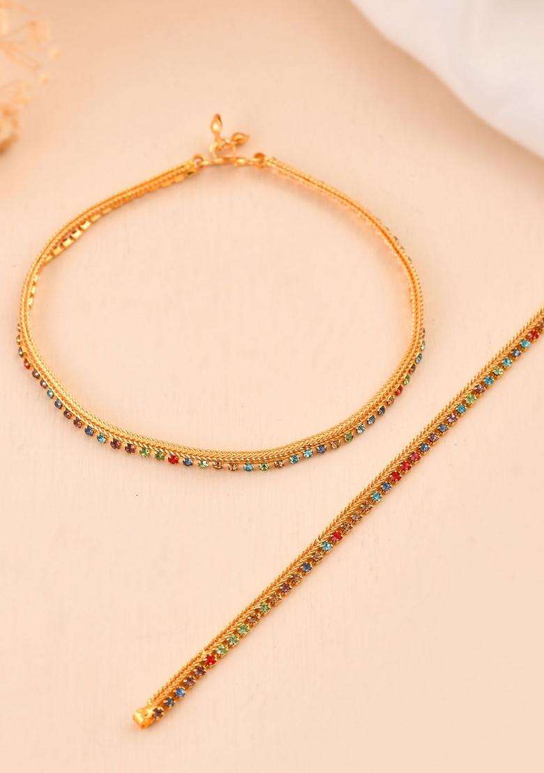 Silver Stainless Steel Anklet - Indya