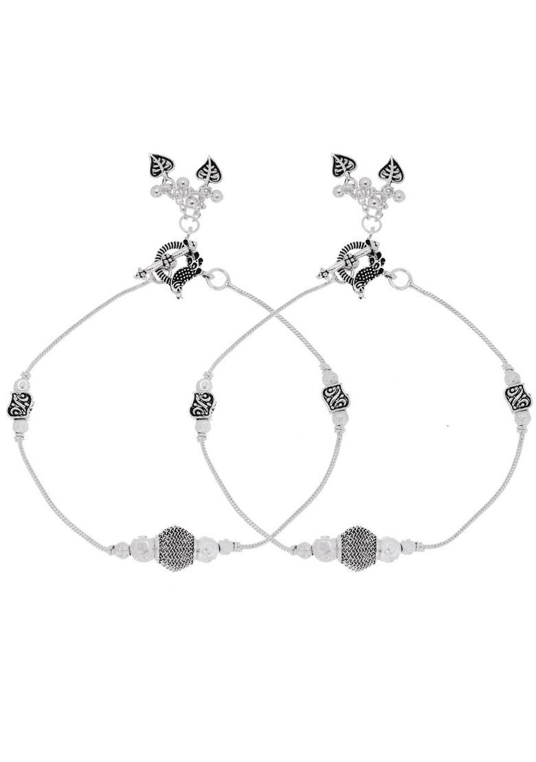 Silver Stainless Steel Anklet - Indya