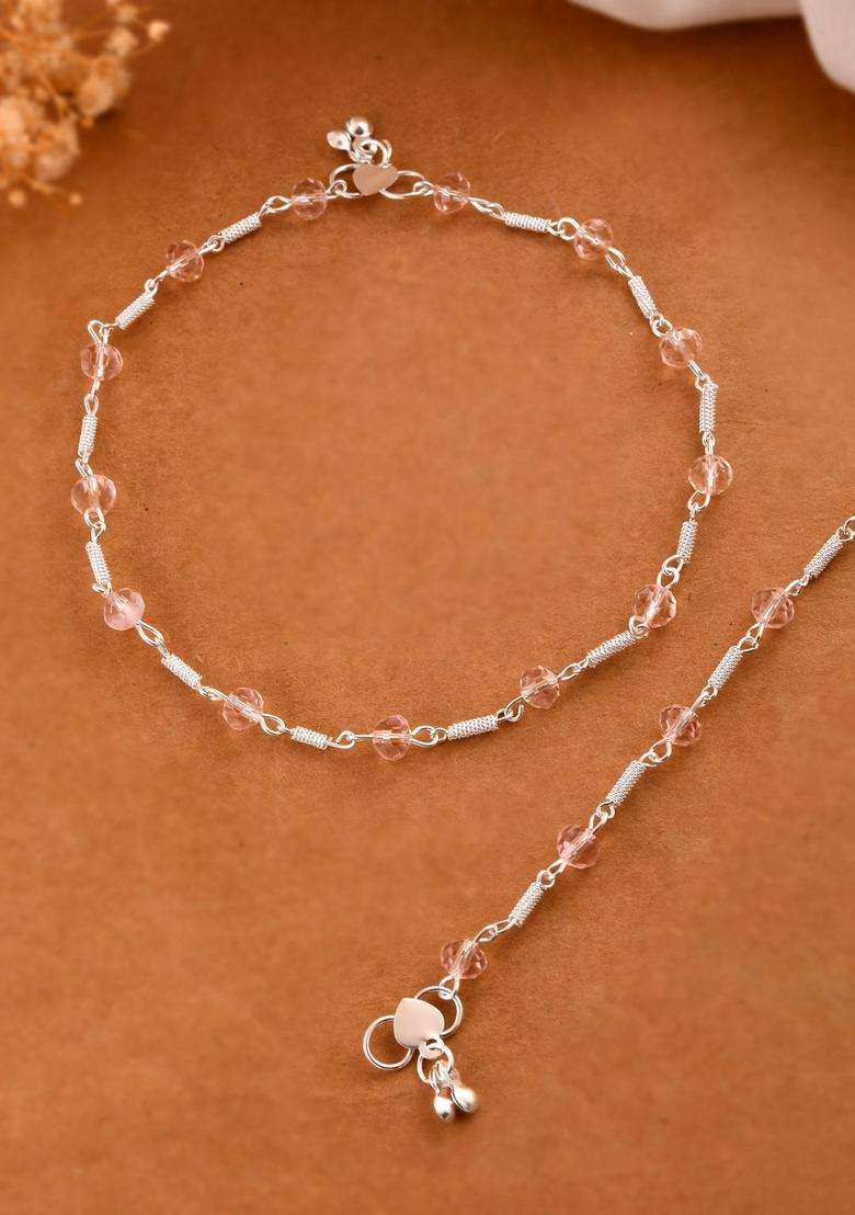 Silver Stainless Steel Anklet - Indya