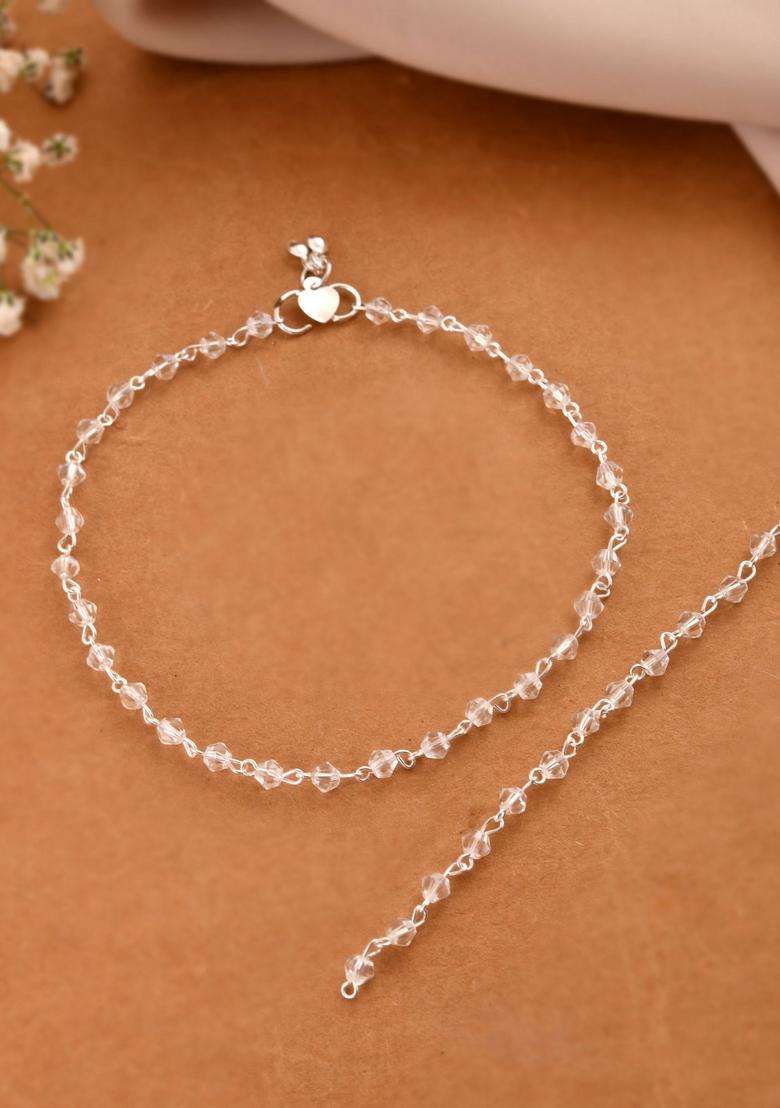 Silver Stainless Steel Anklet - Indya