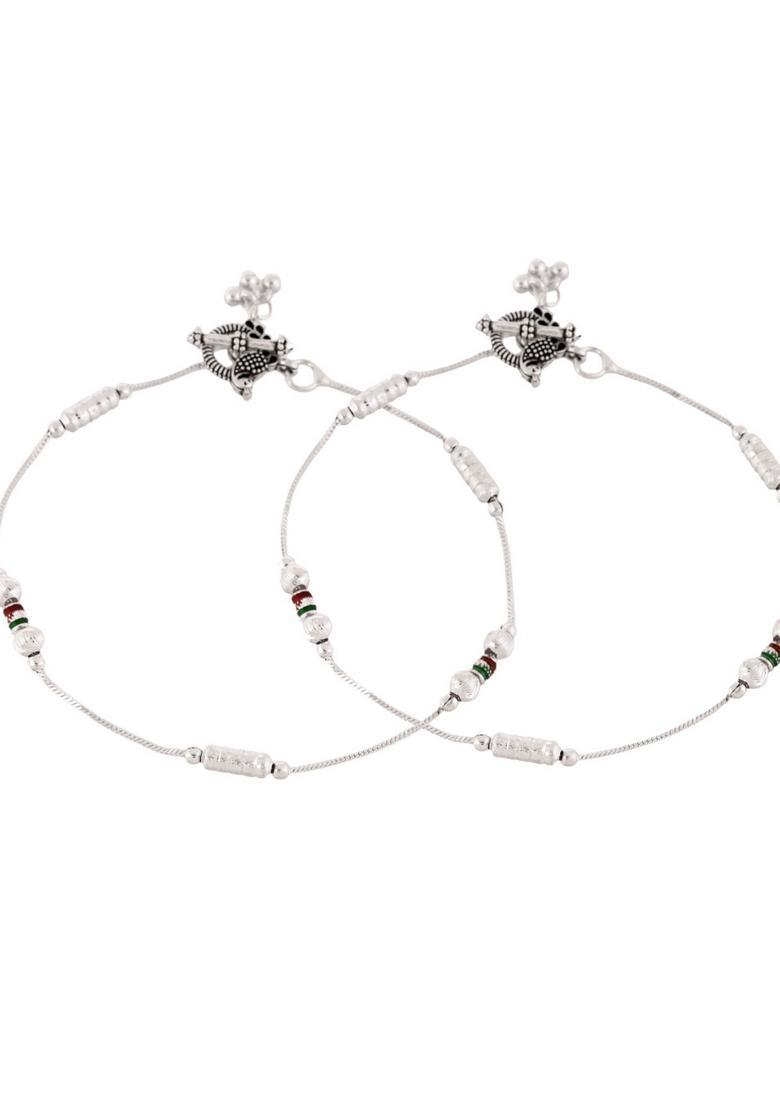Silver Stainless Steel Anklet - Indya