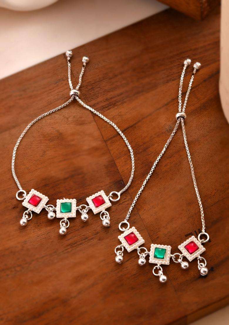 Silver Stainless Steel Anklet - Indya