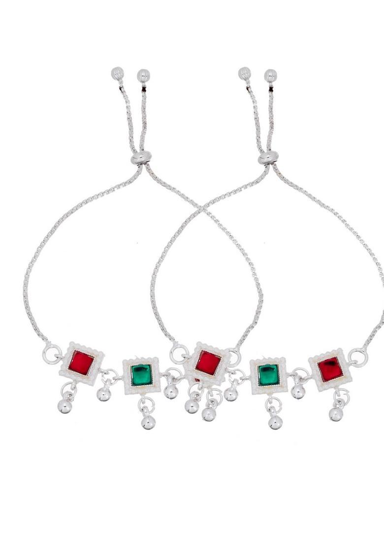 Silver Stainless Steel Anklet - Indya