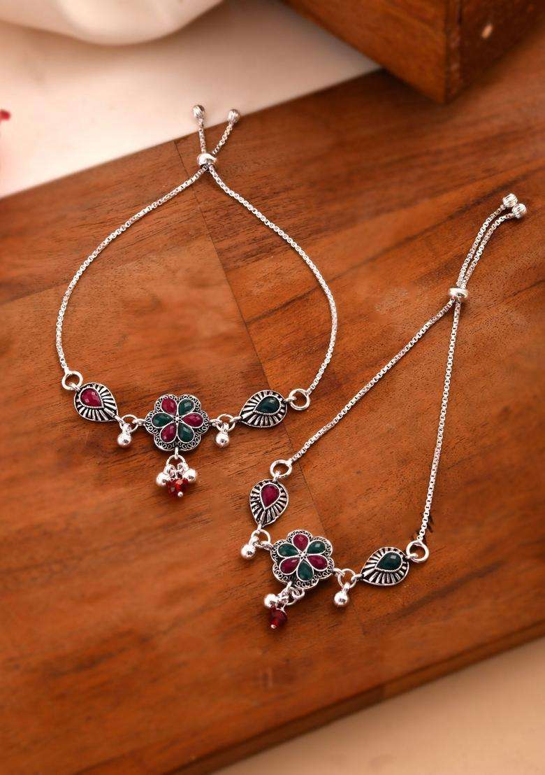 Silver Stainless Steel Anklet - Indya