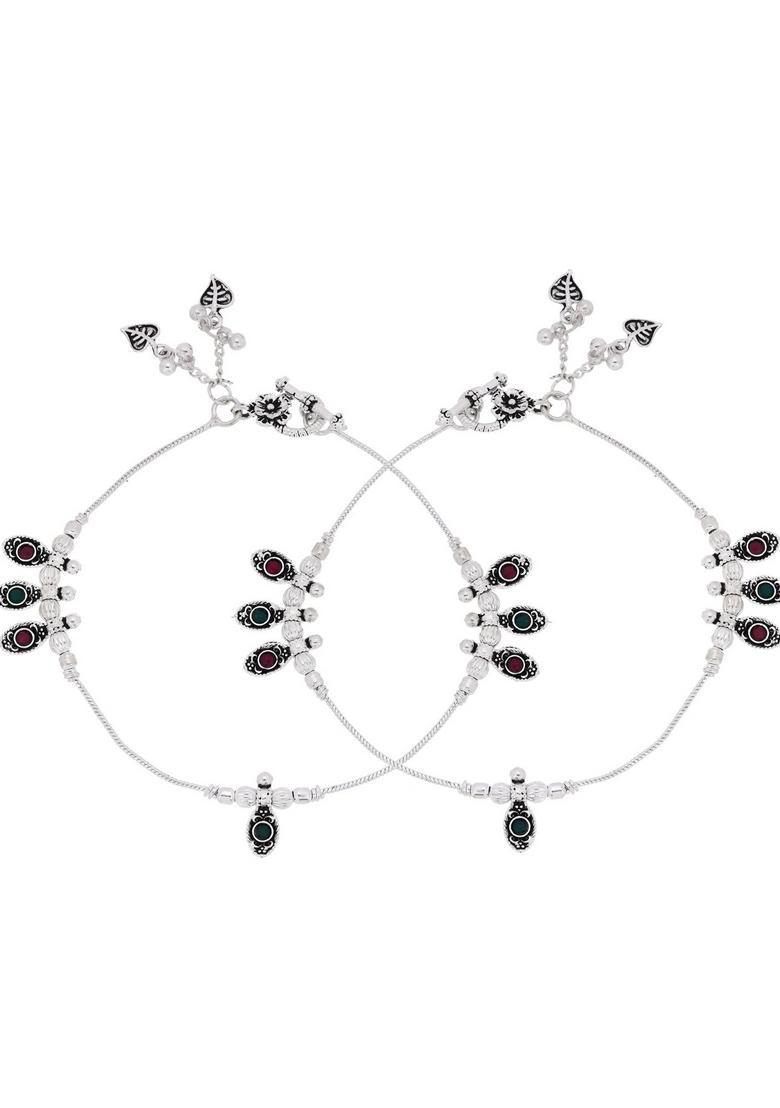 Silver Stainless Steel Anklet - Indya