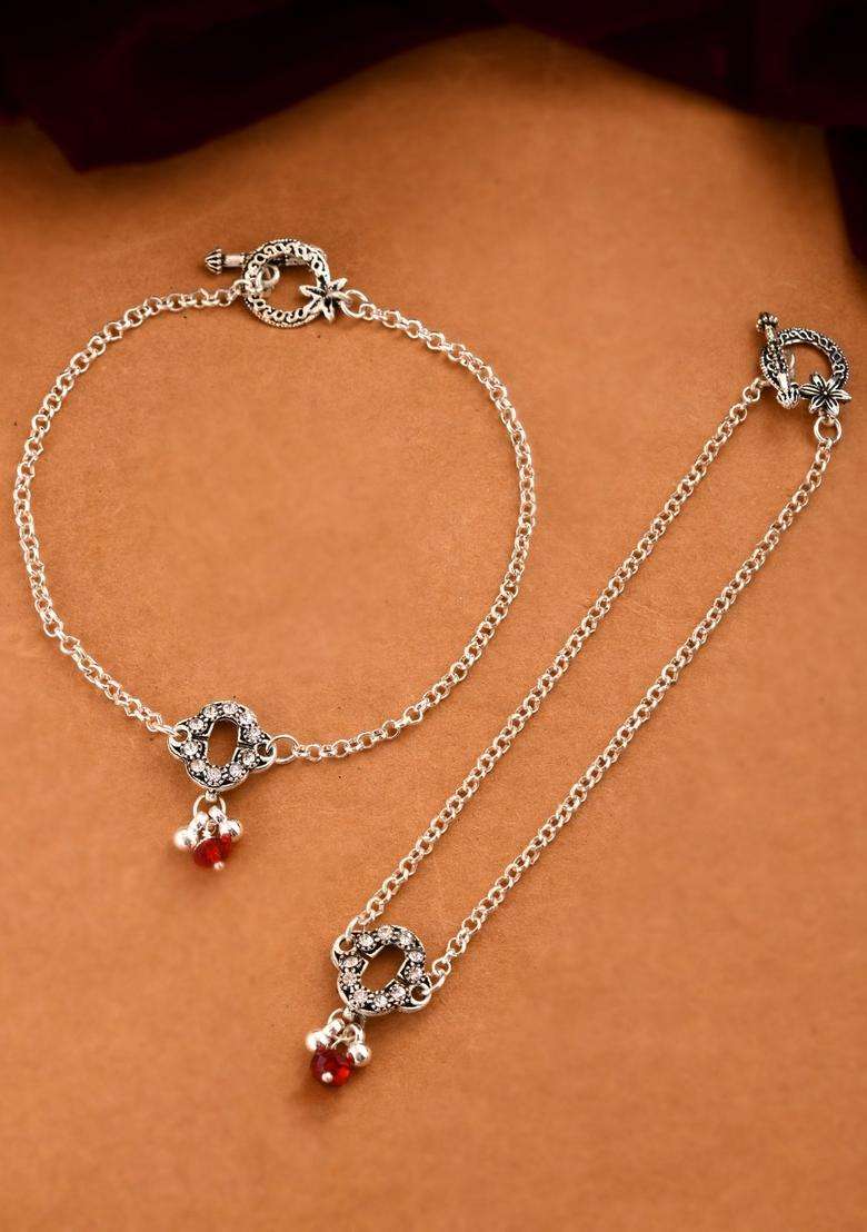 Silver Stainless Steel Anklet - Indya