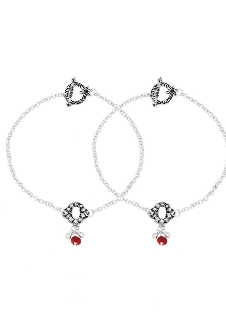 Silver Stainless Steel Anklet - Indya