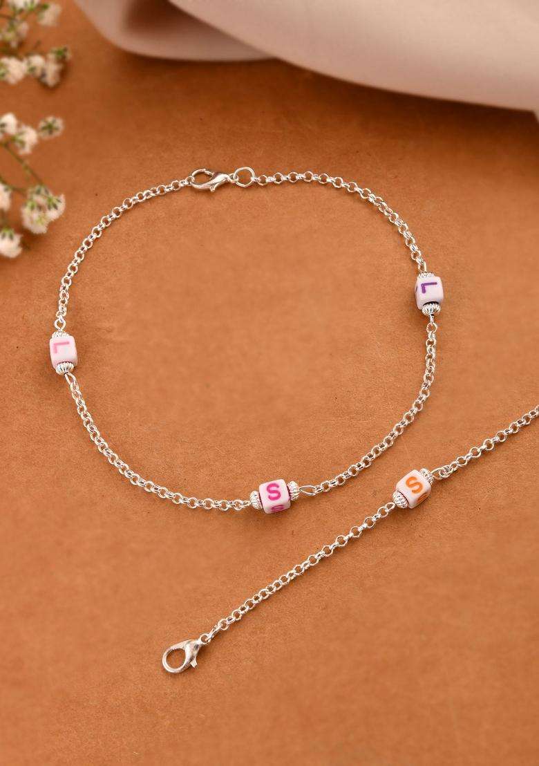 Silver Stainless Steel Anklet - Indya