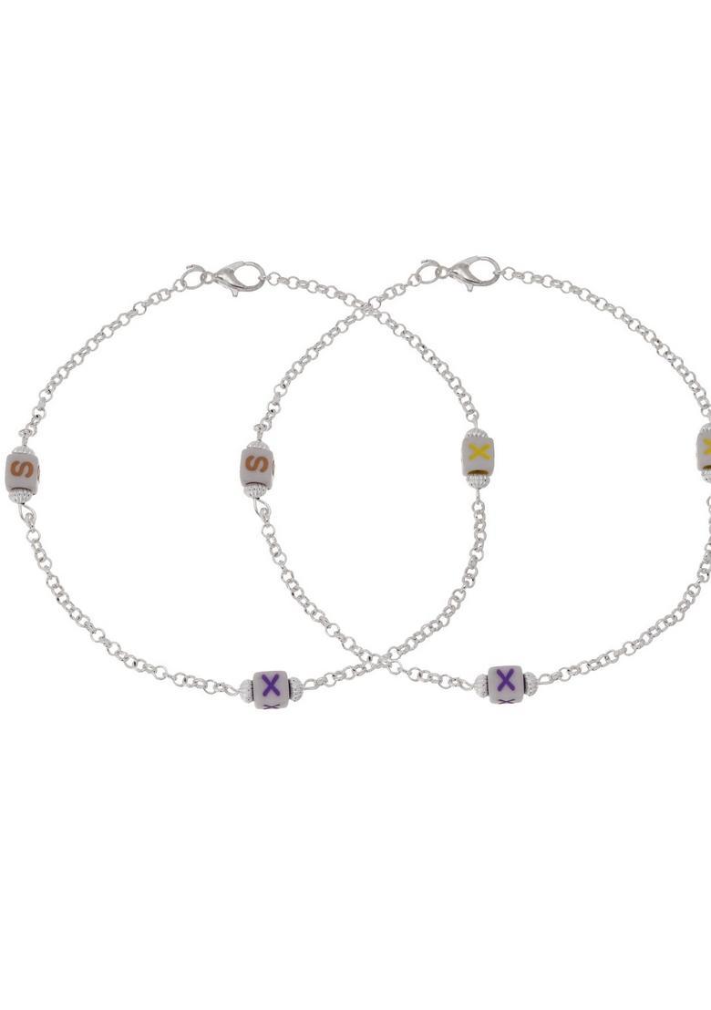 Silver Stainless Steel Anklet - Indya