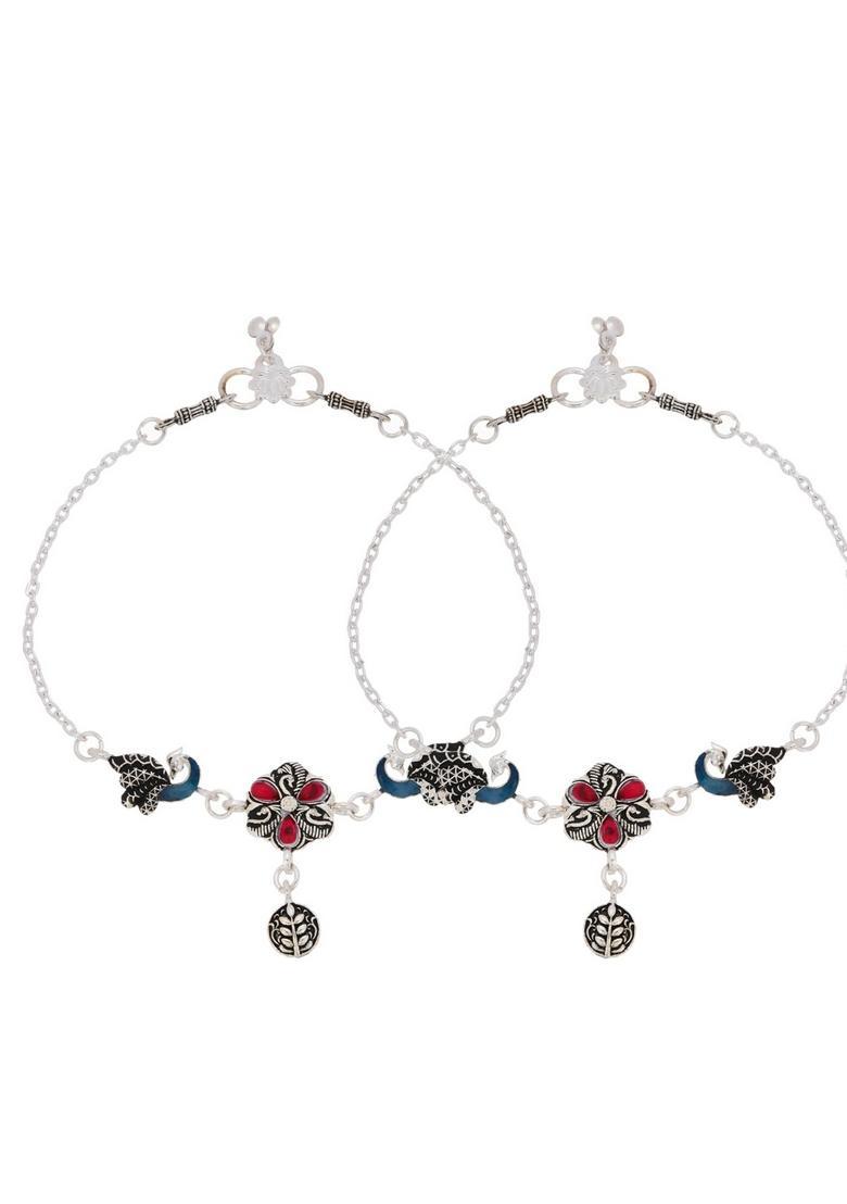 Silver Stainless Steel Anklet - Indya