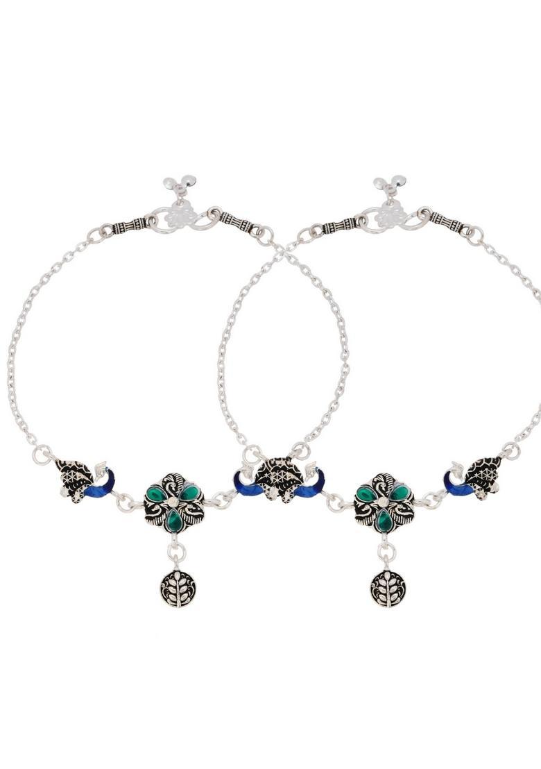 Silver Stainless Steel Anklet - Indya