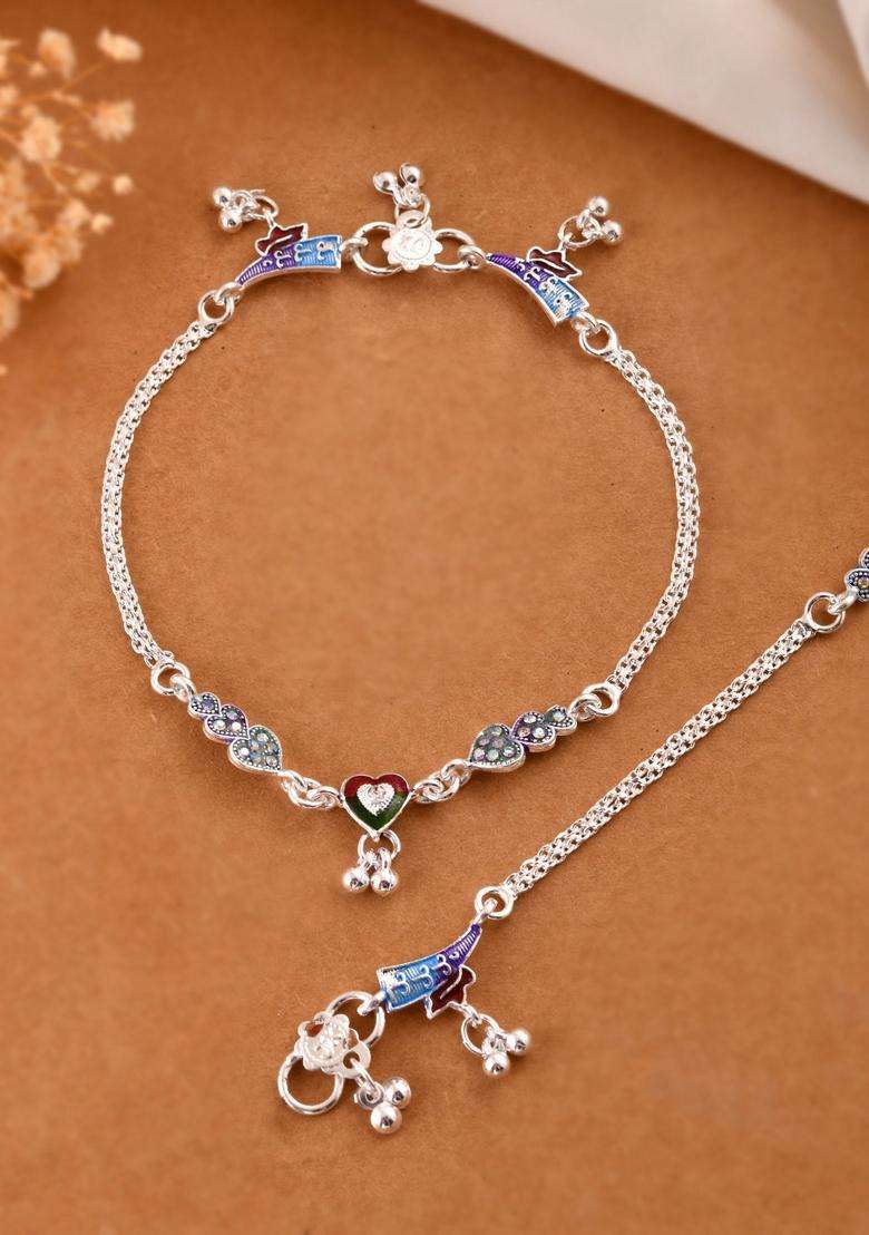Silver Stainless Steel Anklet - Indya