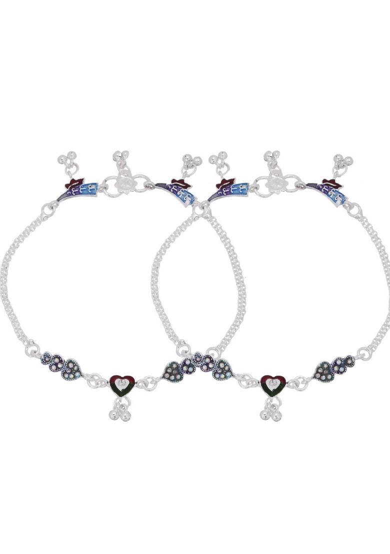 Silver Stainless Steel Anklet - Indya