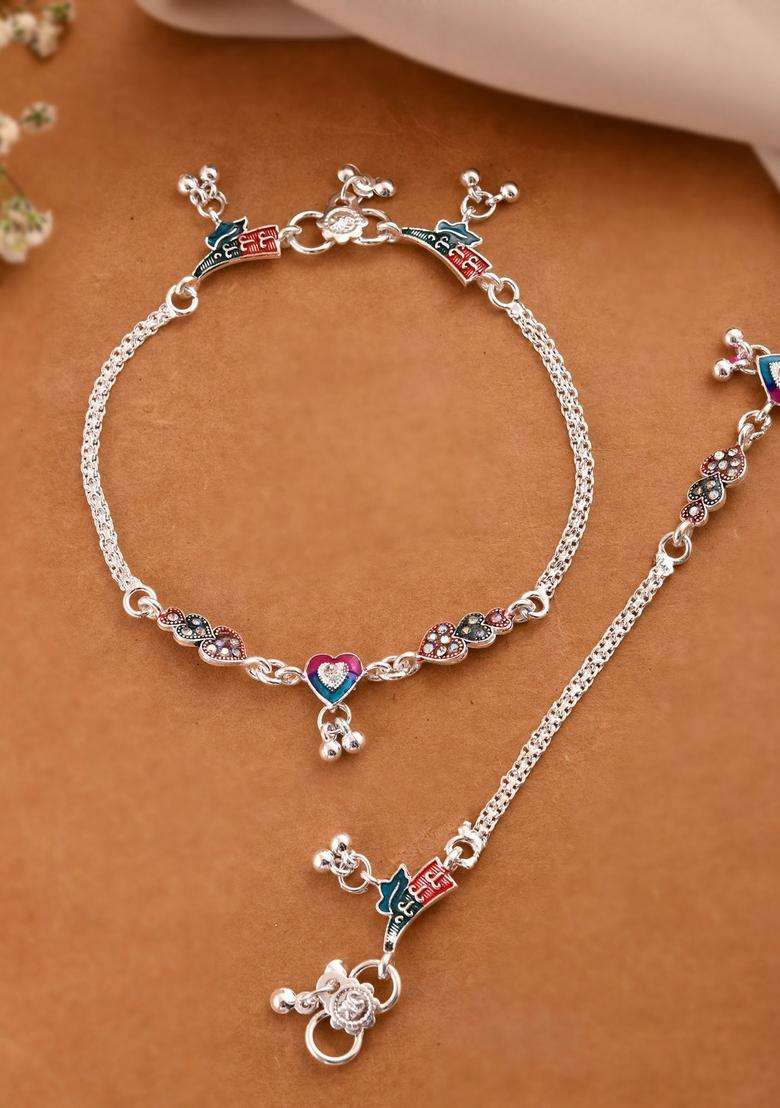 Silver Stainless Steel Anklet - Indya