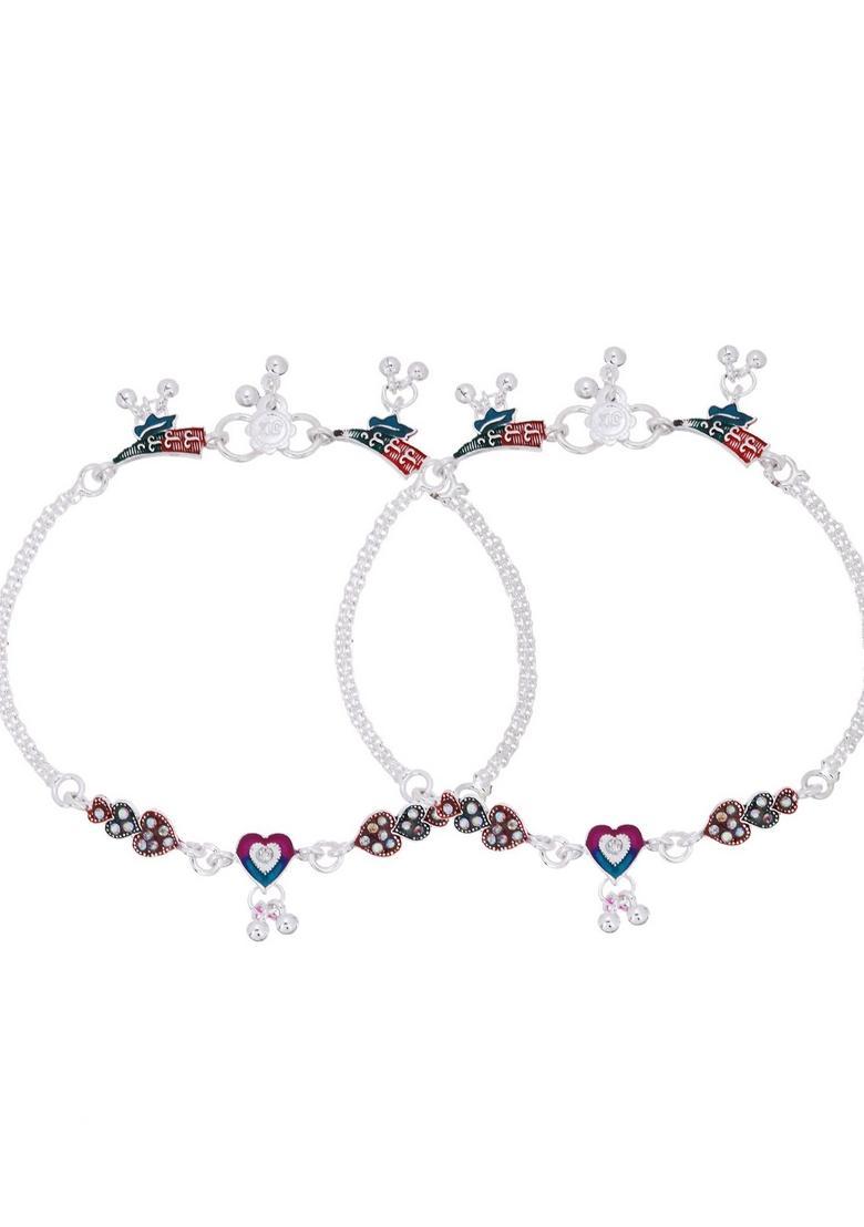 Silver Stainless Steel Anklet - Indya