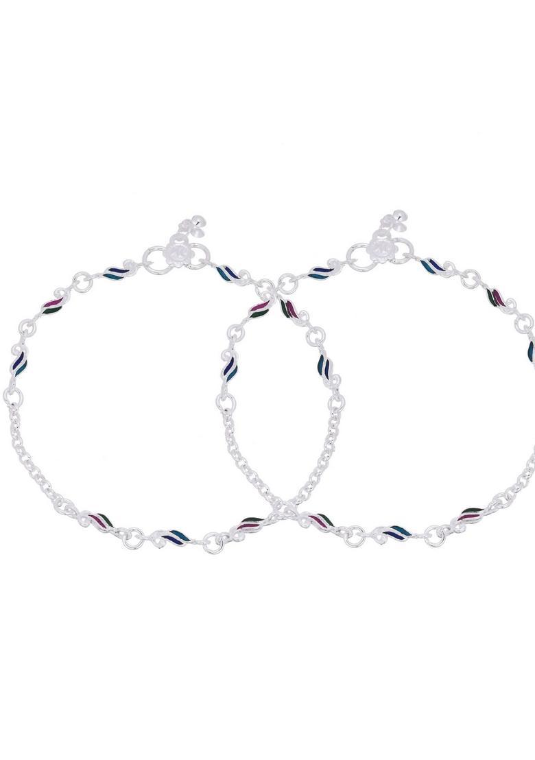 Silver Stainless Steel Anklet - Indya