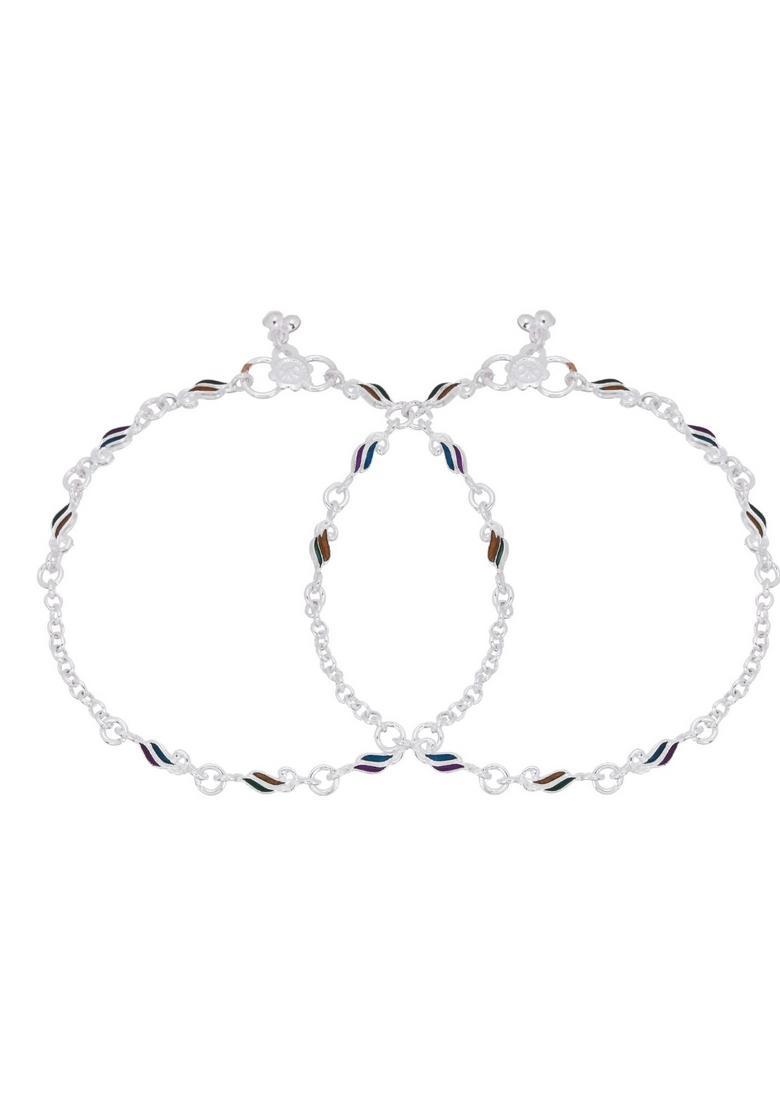 Silver Stainless Steel Anklet - Indya