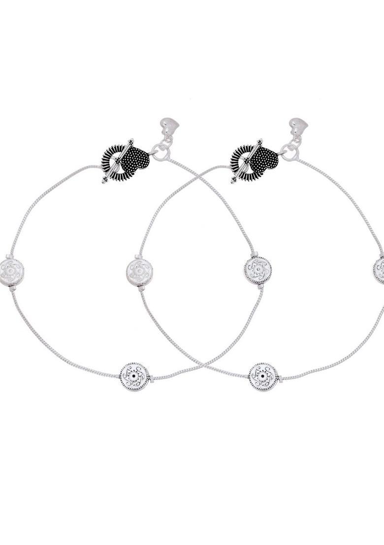 Silver Stainless Steel Anklet - Indya